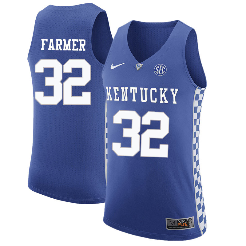 Men Kentucky Wildcats #32 Richie Farmer College Basketball Jerseys-Blue